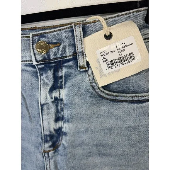 SER.O.YA MAYA Coastline Distressed Raw Hem Mid-Rise Skinny Jeans 25x29” NEW X - Picture 10 of 11